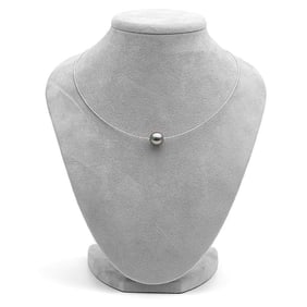 Black Tahitian Round Pearl and Fixed Omega Necklace