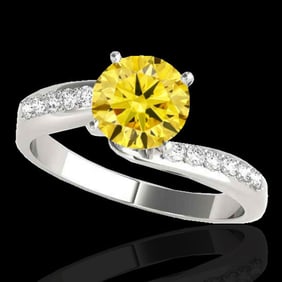 1.4 ctw Certified SI Fancy Yellow Diamond Bypass Ring 10k White Gold