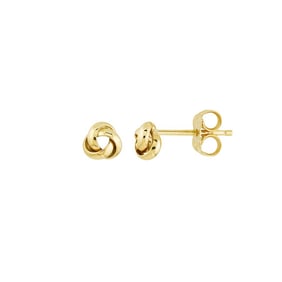 10K Yellow Gold Small Open 3 Loop Love Knot Post Earrings