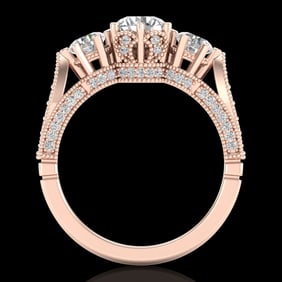 2.18 ctw VS/SI Diamond Art Deco 3 Stone Ring 18k Rose Gold