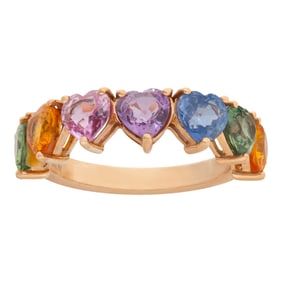 Colorful Sapphires Heart Shaped Rose Gold