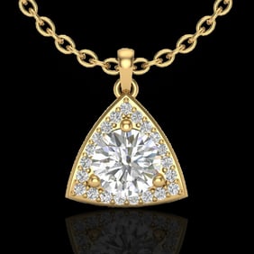 1.50 ctw Micro Pave VS/SI Diamond Certified Necklace 18k Yellow Gold