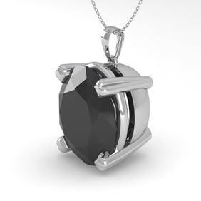 9.0 ctw Oval Black Diamond Designer Necklace 14k White Gold