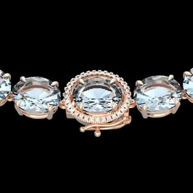 177 ctw Sky Blue Topaz & VS/SI Diamond Micro Necklace 14k Rose Gold