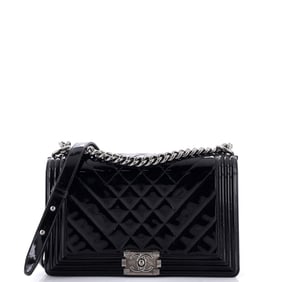 Chanel Boy Flap Bag Chevron Patent