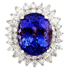 Tanzanite Diamond Ring 14K White Gold