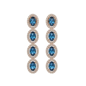 6.28 ctw London Topaz & Diamond Micro Pave Halo Earrings 10k Rose Gold