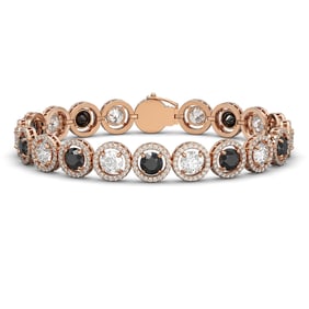 15.47 ctw Black & Diamond Micro Pave Bracelet 18K Rose Gold