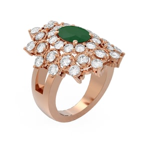 6.12 ctw Emerald & Diamond Ring 18K Rose Gold