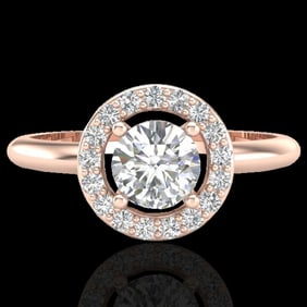0.70 ctw Micro Pave Halo VS/SI Diamond Certified Ring 14k Rose Gold