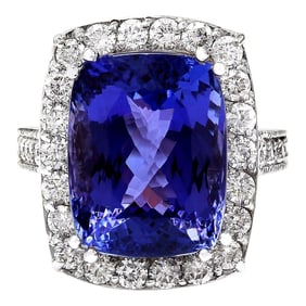 Natural Tanzanite Diamond Ring In 14