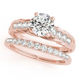 1.04 ctw Certified VS/SI Diamond 2pc Wedding Set 14k Rose Gold