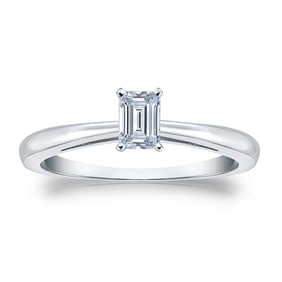Natural 0.25 CTW Diamond Solitaire Ring 14K White Gold