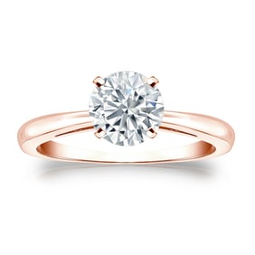 Natural 1.00 CTW Diamond Solitaire Ring 18K Rose Gold
