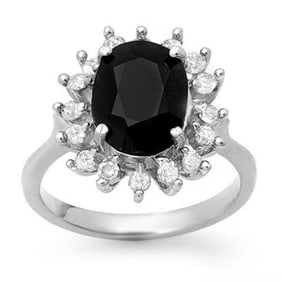 3.67 ctw Blue Sapphire & Diamond Ring 14k White Gold
