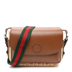 Gucci Calfskin Wicker Small Messenger Bag