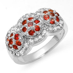 1.50 ctw Red Sapphire & Diamond Ring 14k White Gold