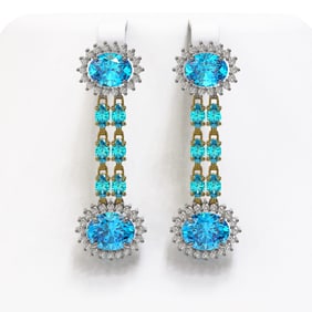 12.82 ctw Swiss Topaz & Diamond Earrings 14K Yellow Gold