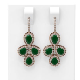 19.38 ctw Emerald & Diamond Earrings 18K Rose Gold