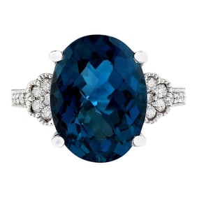 Natural Topaz Diamond Ring In 14
