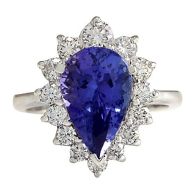 Tanzanite Diamond Ring 14K White Gold