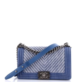 Chanel Boy Flap Bag Chevron Denim