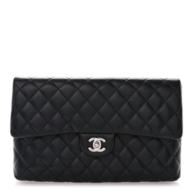 Chanel Lambskin Quilted Flap Clutch Black