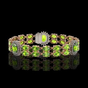 18.66 ctw Peridot & Diamond Bracelet 14K Rose Gold