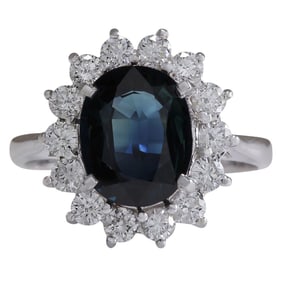 Natural Sapphire 14 Karat White Gold