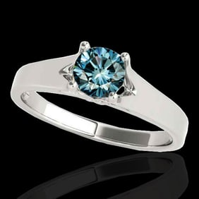 1.5 ctw SI Certified Fancy Blue Diamond Solitaire Ring 10k White Gold
