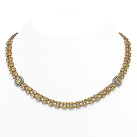 30.62 ctw Citrine & Diamond Necklace 14K Rose Gold