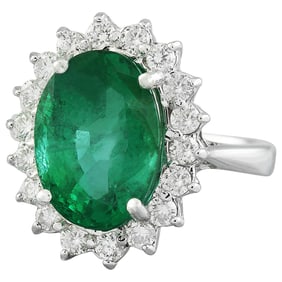Natural Emerald Diamond Ring in 14