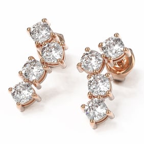 4 ctw Cushion Diamond Earrings 18K Rose Gold