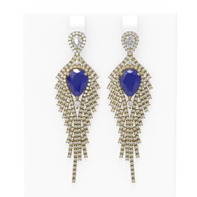 11.22 ctw Sapphire & Diamond Earrings 18K Yellow Gold