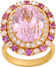 Kunzite and Diamond ring in 18k