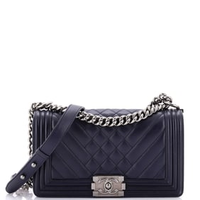 Chanel Boy Flap Bag Chevron Calfskin
