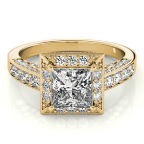 2.1 ctw Certified VS/SI Princess Diamond Halo Ring 18k Yellow Gold