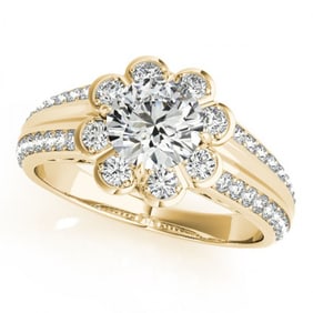 1.5 1.50 ctw Certified VS/SI Diamond Halo Ring 18k Yellow Gold