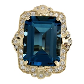 Topaz 14K Yellow Gold Diamond Ring