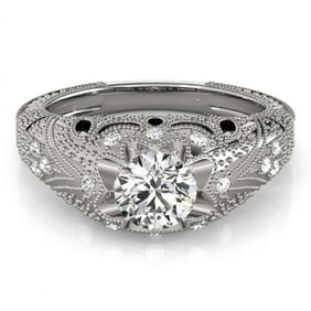 0.97 ctw Certified VS/SI Diamond Antique Ring 18k White Gold