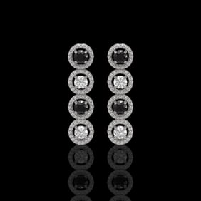 3.84 ctw Black & Diamond Micro Pave Earrings 18K White Gold