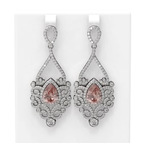 9.86 ctw Morganite & Diamond Earrings 18K White Gold