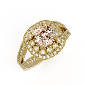2.29 ctw Certified Morganite & Diamond Victorian Ring 14K Yellow Gold