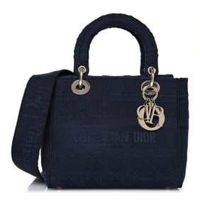 Christian Dior Canvas Embroidered Cannage Medium