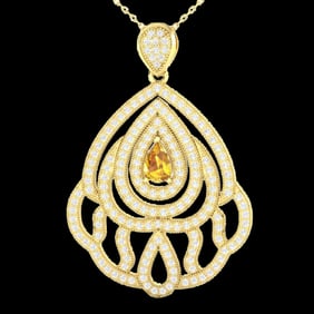 2 ctw Yellow Sapphire & Micro VS/SI Diamond Necklace 18k Yellow Gold