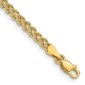 14K Yellow Gold 3.0mm Wide Double Strand Rope Bracelet - 6 in.