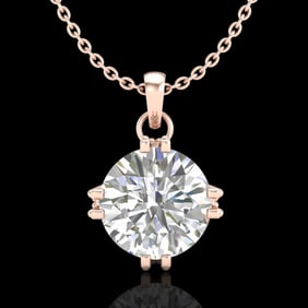 1 ctw VS/SI Diamond Solitaire Art Deco Stud Necklace 18k Rose Gold