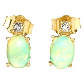 Opal Diamond Earrings In 14 Karat