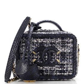 Chanel Filigree Vanity Case Quilted Tweed