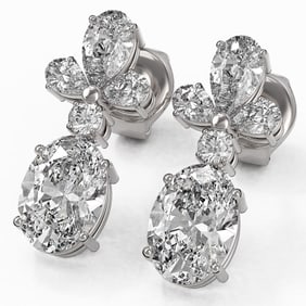 2.75 ctw Oval Cut Diamond Designer Earrings 18K White Gold